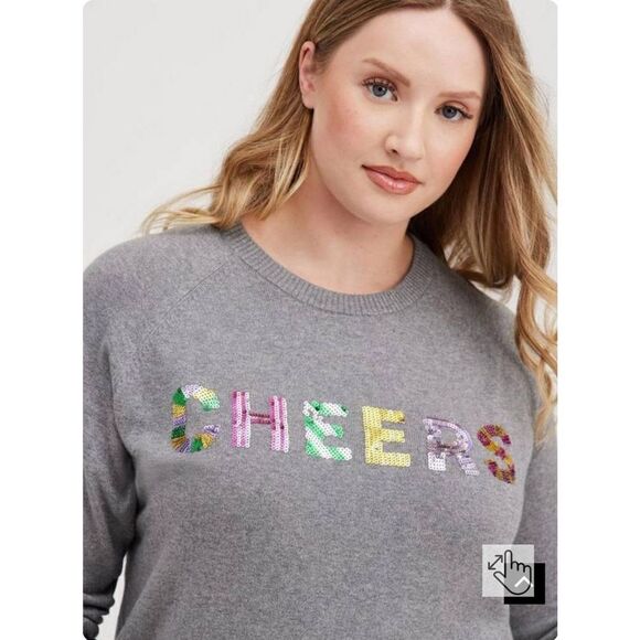 Torrid pullover crew sweater Cheers size 4X - Picture 3 of 6